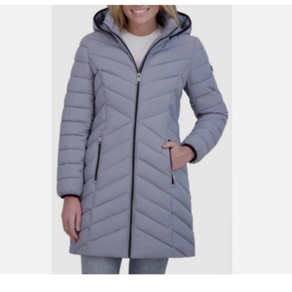 Dkny Jackets & Blazers - DKNY Women’s Hooded Stretch Walker Coat , Gray